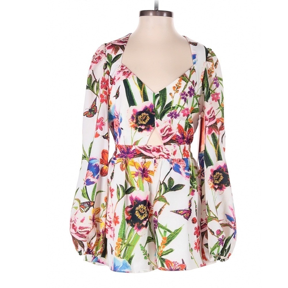 LDT Floral Butterfly Romper Size 0 Cutout Cottagecore Garden Party Romantic - Picture 2 of 11